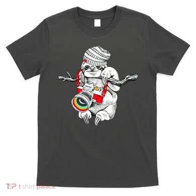 Hipster Sloth With Retro Camera T-Shirt