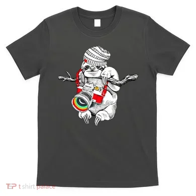 Hipster Sloth With Retro Camera T-Shirt