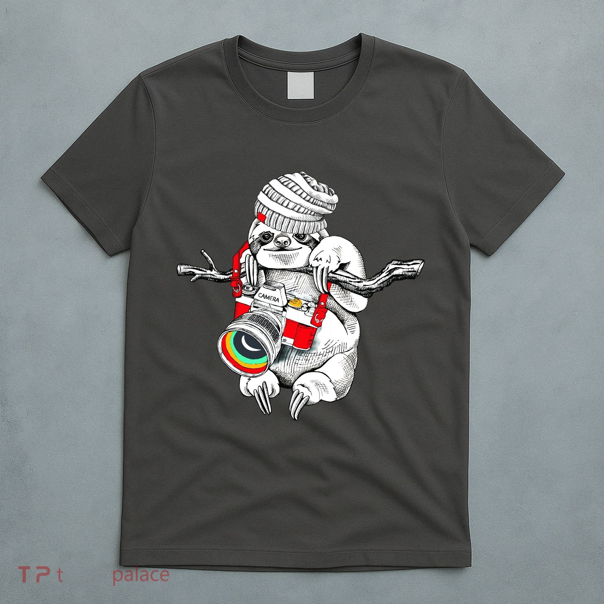 Hipster Sloth With Retro Camera T-Shirt