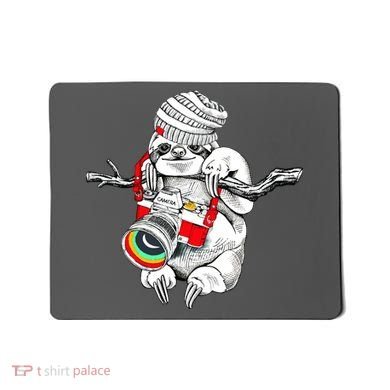 Hipster Sloth With Retro Camera Mousepad