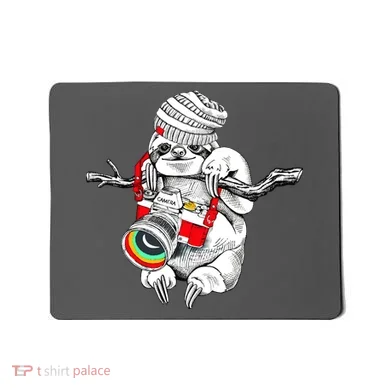 Hipster Sloth With Retro Camera Mousepad