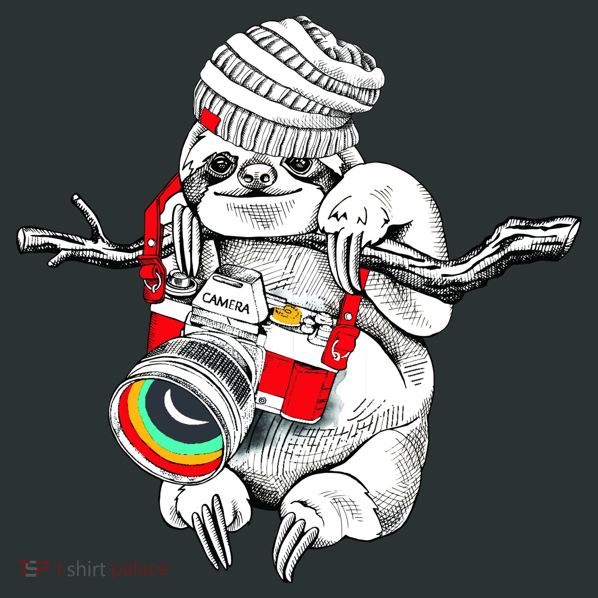 Hipster Sloth With Retro Camera Tank Top