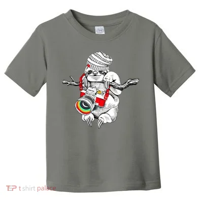Hipster Sloth With Retro Camera Toddler T-Shirt