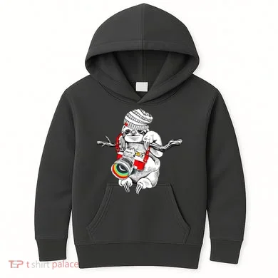 Hipster Sloth With Retro Camera Kids Hoodie