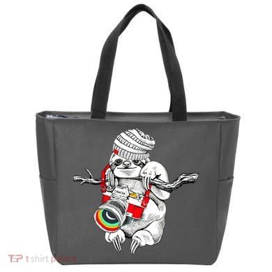 Hipster Sloth With Retro Camera Tote Bag