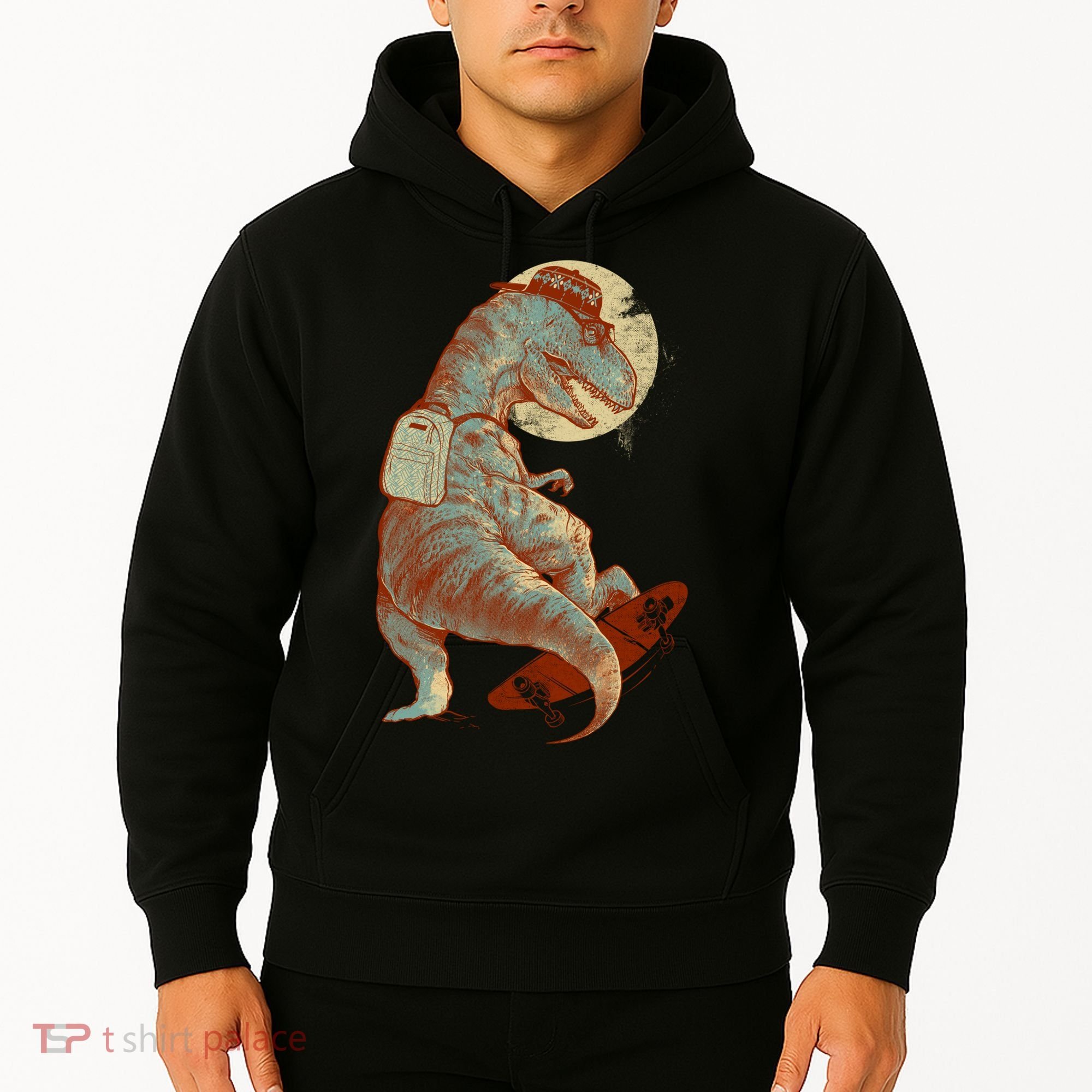 Hipster T-Rex Skateboarding Hoodie