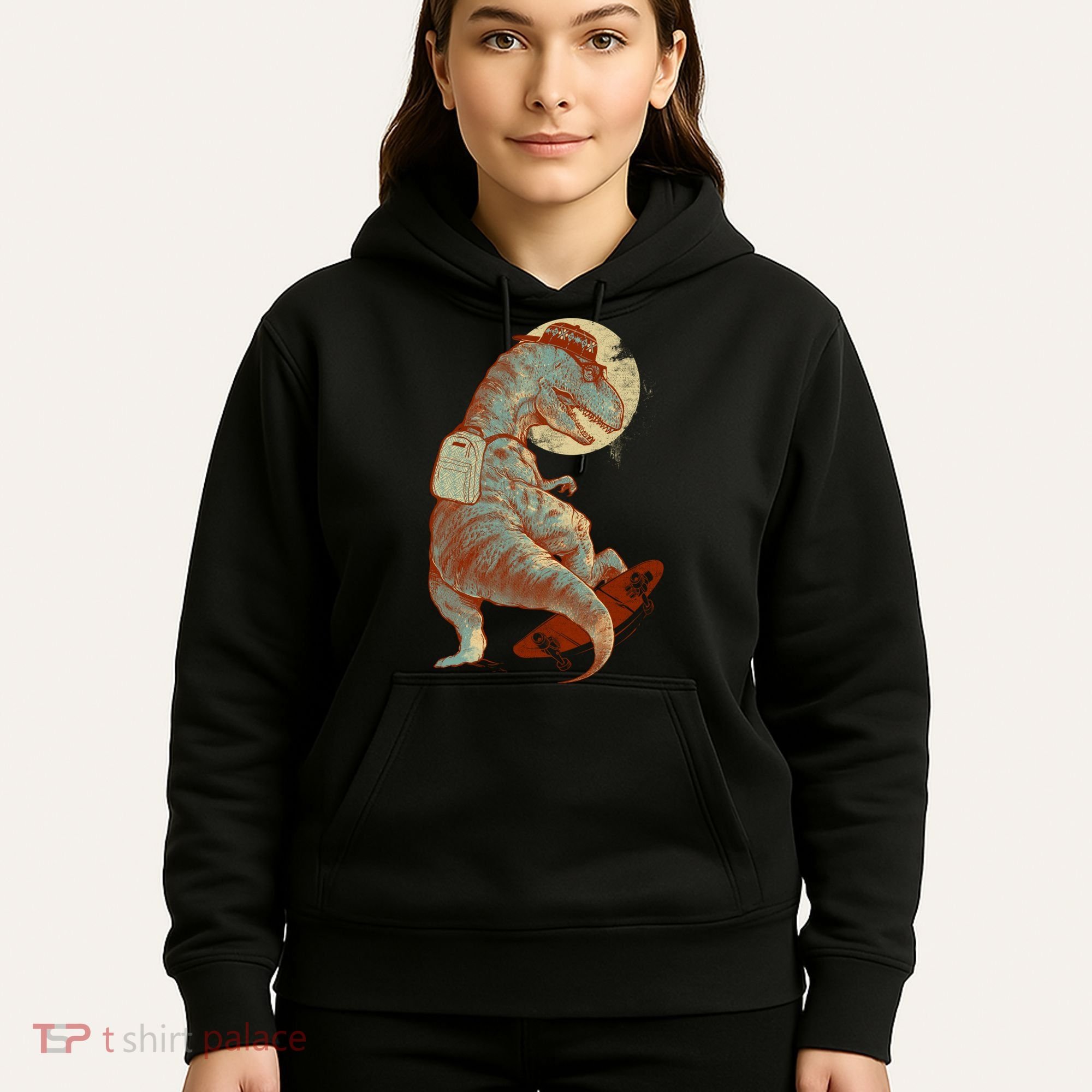 Hipster T-Rex Skateboarding Hoodie