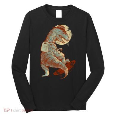 Hipster T-Rex Skateboarding Long Sleeve Shirt