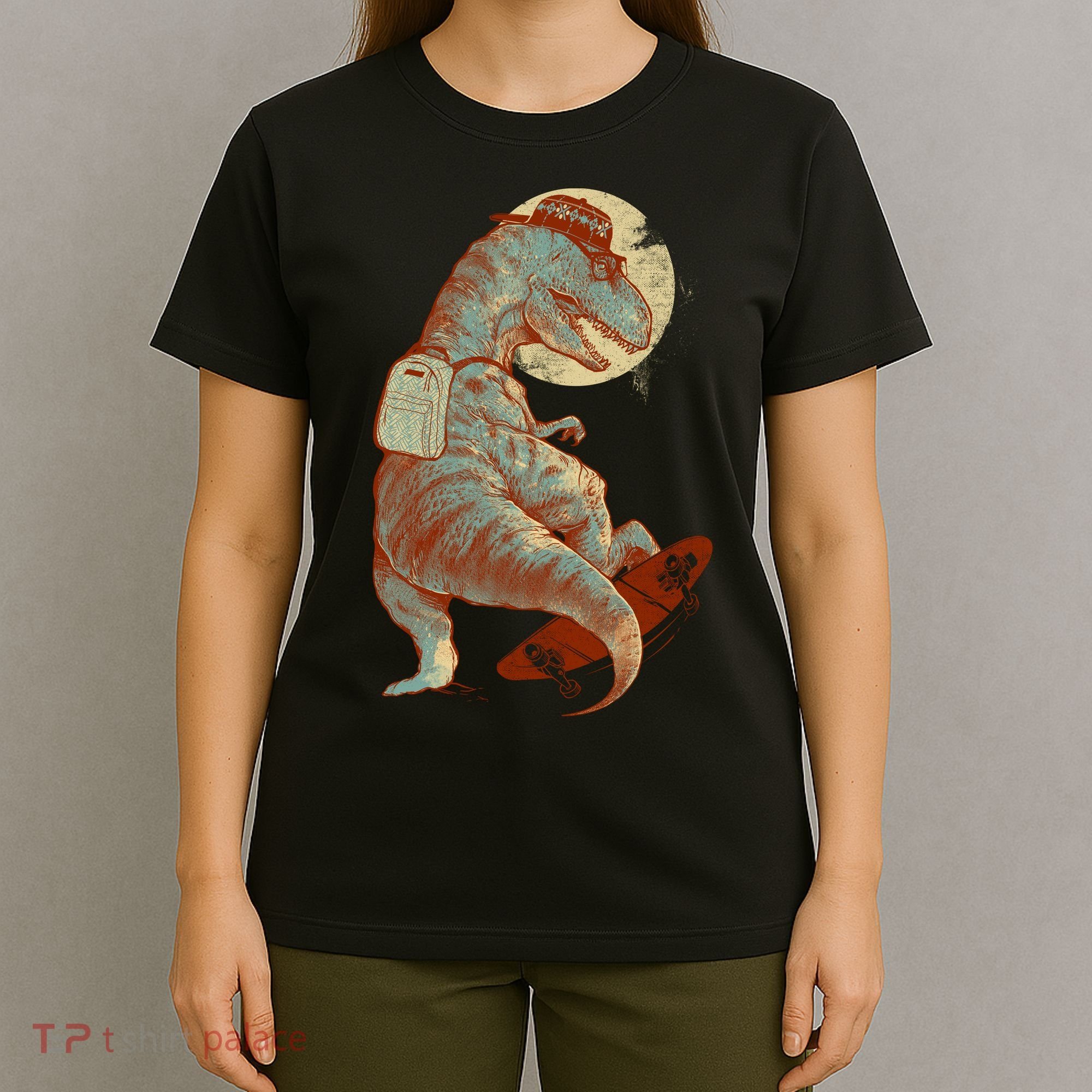 Hipster T-Rex Skateboarding T-Shirt