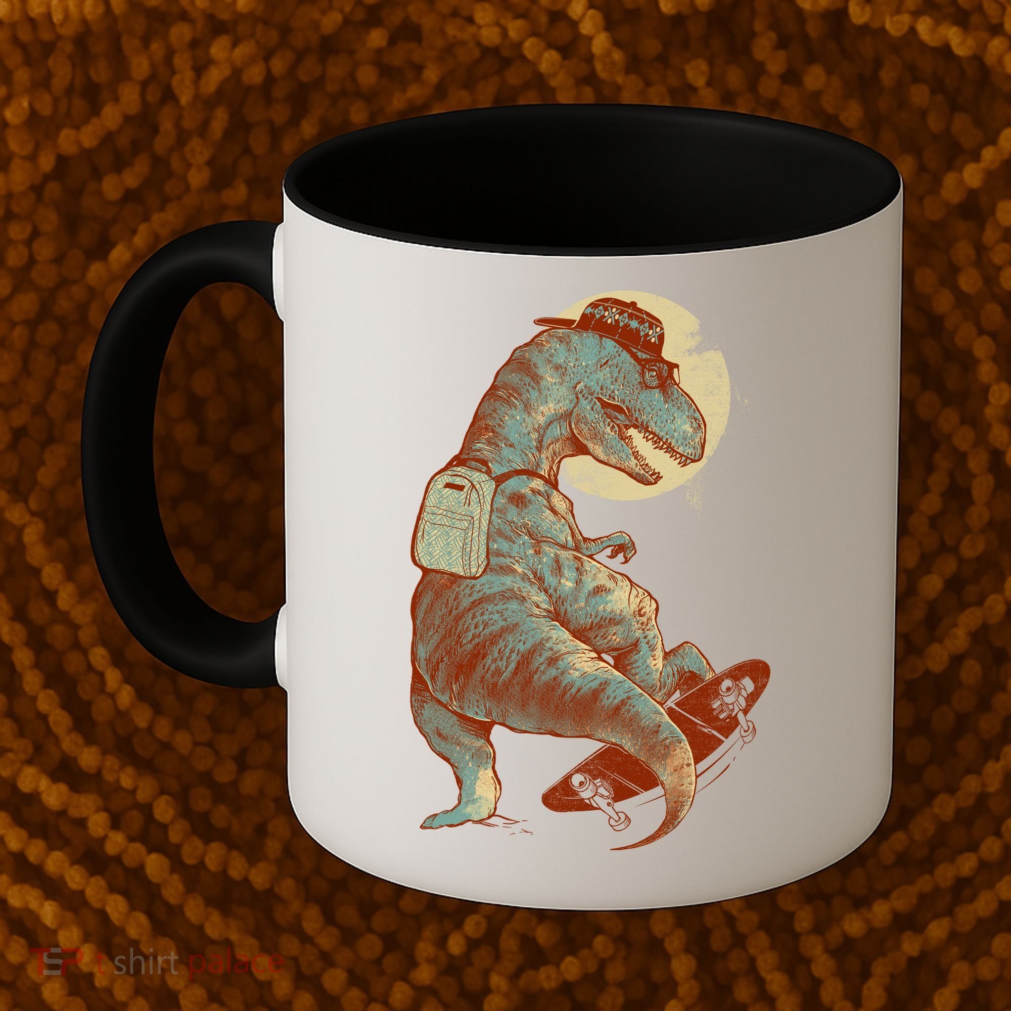 Hipster T-Rex Skateboarding Coffee Mug