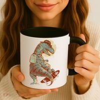 Hipster T-Rex Skateboarding Coffee Mug thumb 3