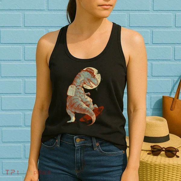 Hipster T-Rex Skateboarding Women's Tank Top