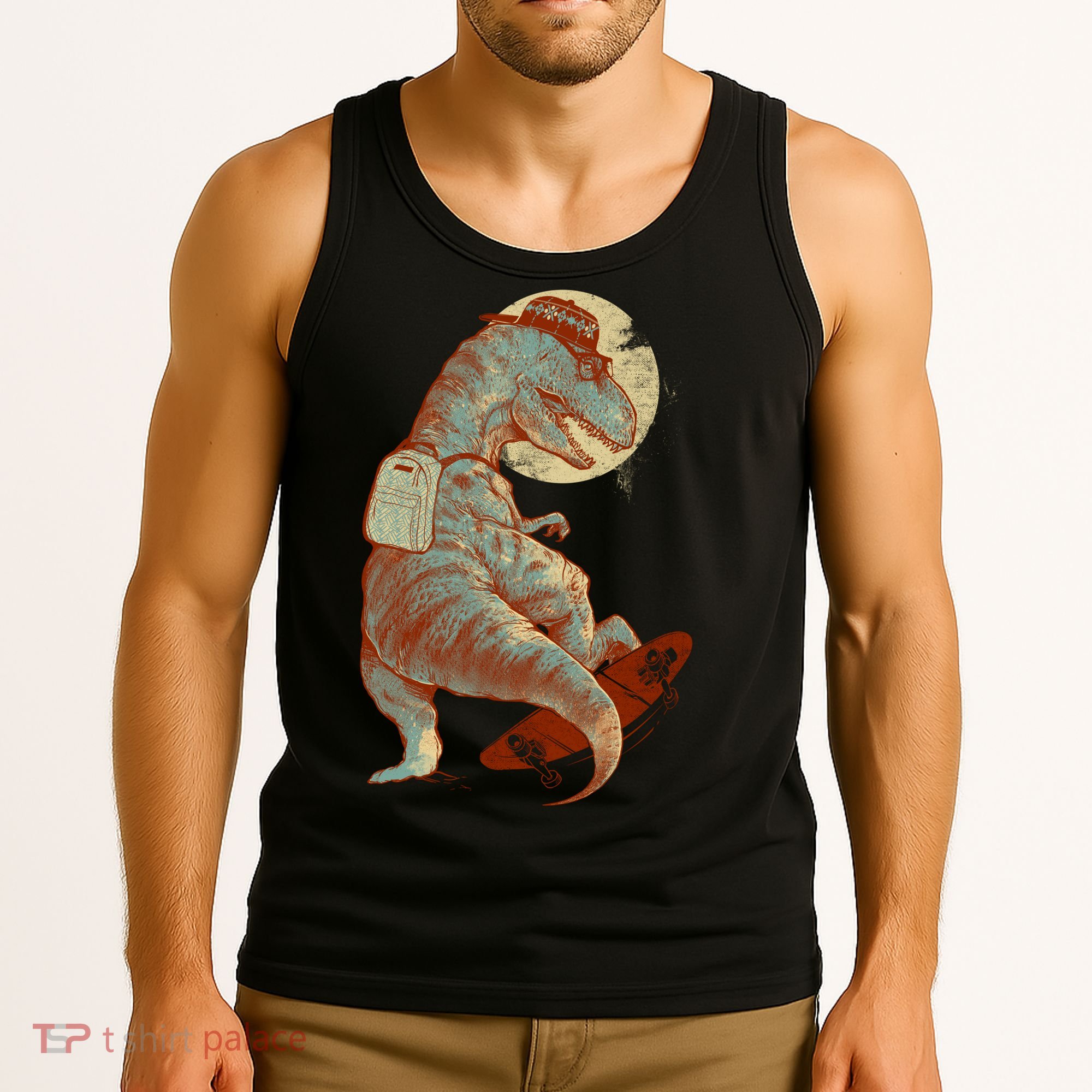Hipster T-Rex Skateboarding Tank Top