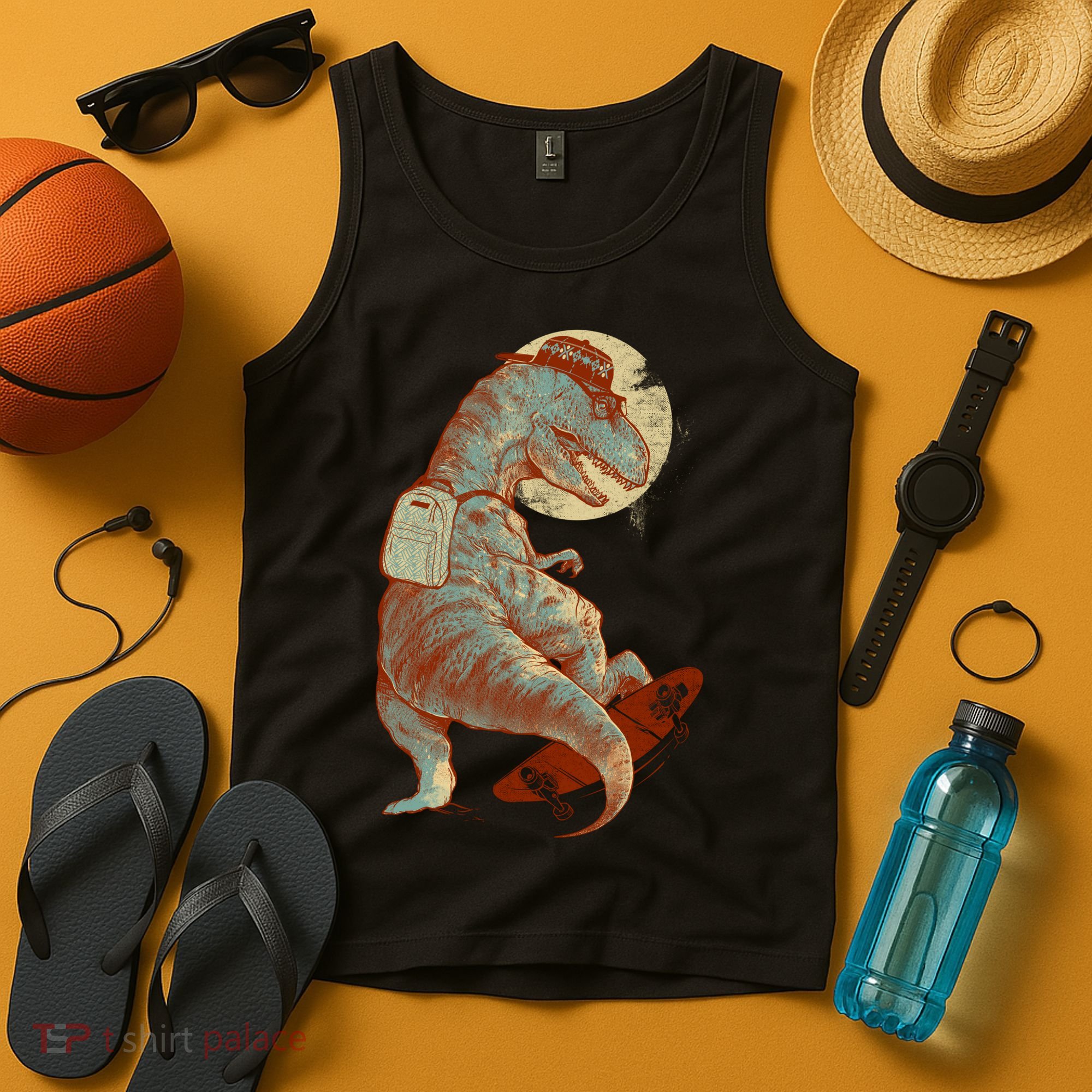 Hipster T-Rex Skateboarding Tank Top