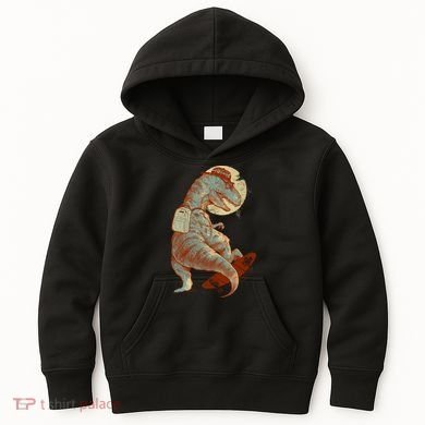 Hipster T-Rex Skateboarding Kids Hoodie