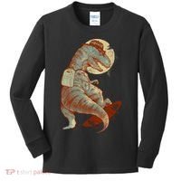 Hipster T-Rex Skateboarding Kids Long Sleeve Shirt thumb 0