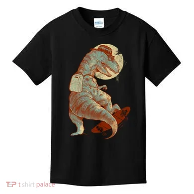 Hipster T-Rex Skateboarding Kids T-Shirt