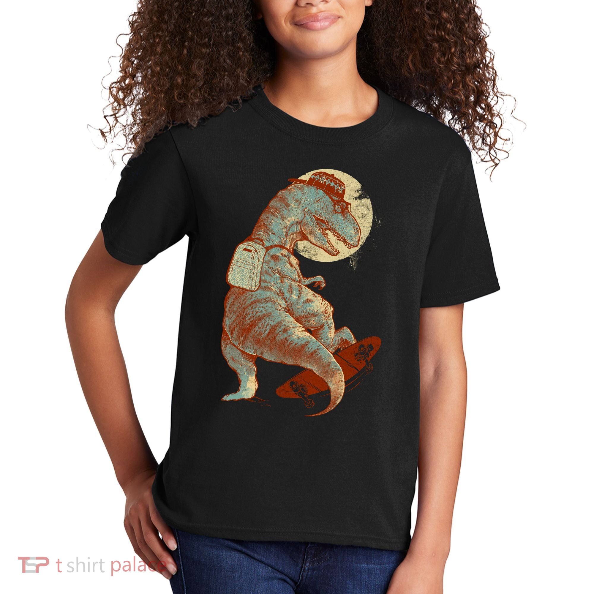 Hipster T-Rex Skateboarding Kids T-Shirt