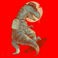 Hipster T-Rex Skateboarding Santa Hat thumb 1