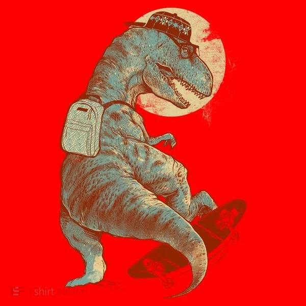 Hipster T-Rex Skateboarding Santa Hat