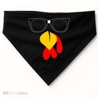 Hipster Turkey Nerd Glasses Thanksgiving USA-Made Doggie Bandana thumb 0