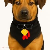 Hipster Turkey Nerd Glasses Thanksgiving USA-Made Doggie Bandana thumb 1