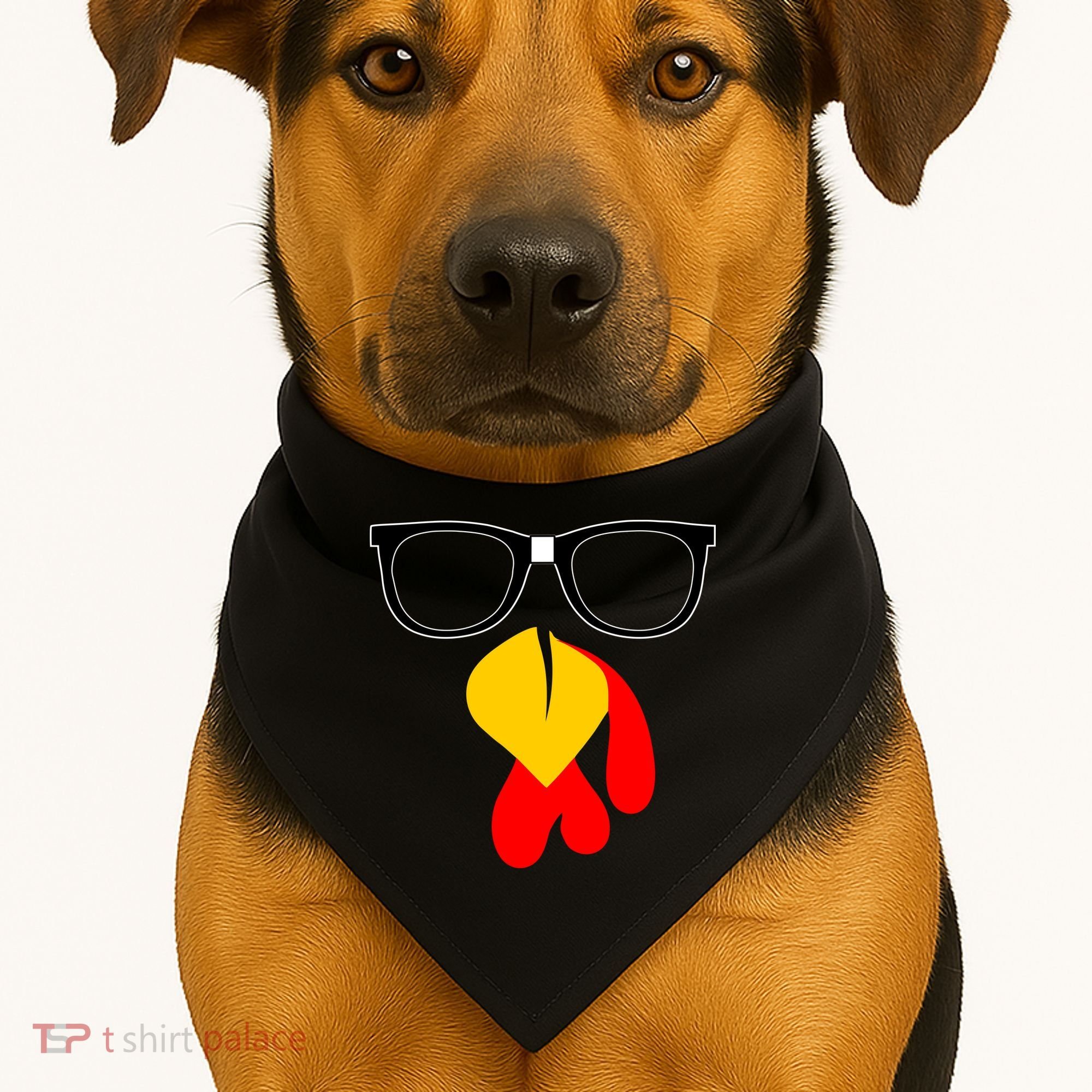 Hipster Turkey Nerd Glasses Thanksgiving USA-Made Doggie Bandana