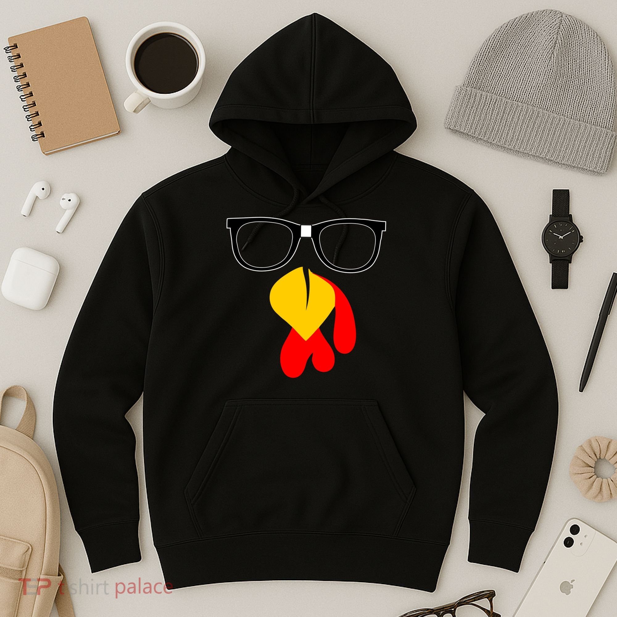 Hipster Turkey Nerd Glasses Thanksgiving Hoodie