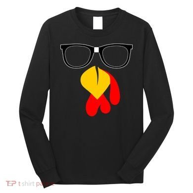 Hipster Turkey Nerd Glasses Thanksgiving Long Sleeve Shirt
