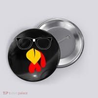Hipster Turkey Nerd Glasses Thanksgiving Button thumb 0