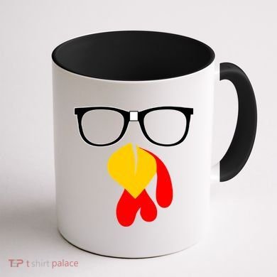 Hipster Turkey Nerd Glasses Thanksgiving Coffee Mug back