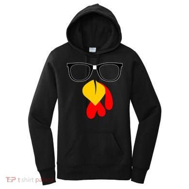 Hipster Turkey Nerd Glasses Thanksgiving Women's Hoodie