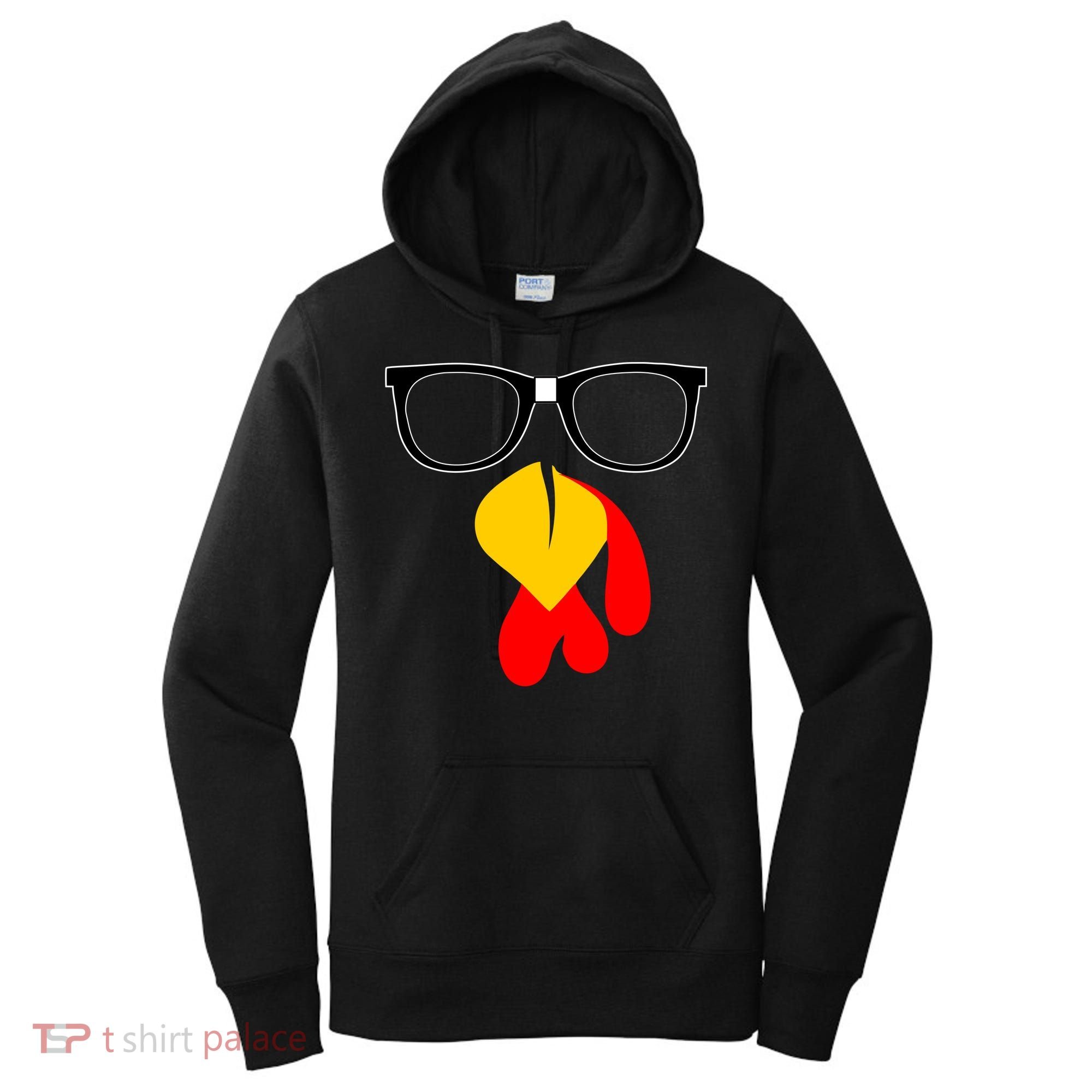Hipster Turkey Nerd Glasses Thanksgiving Women's Hoodie