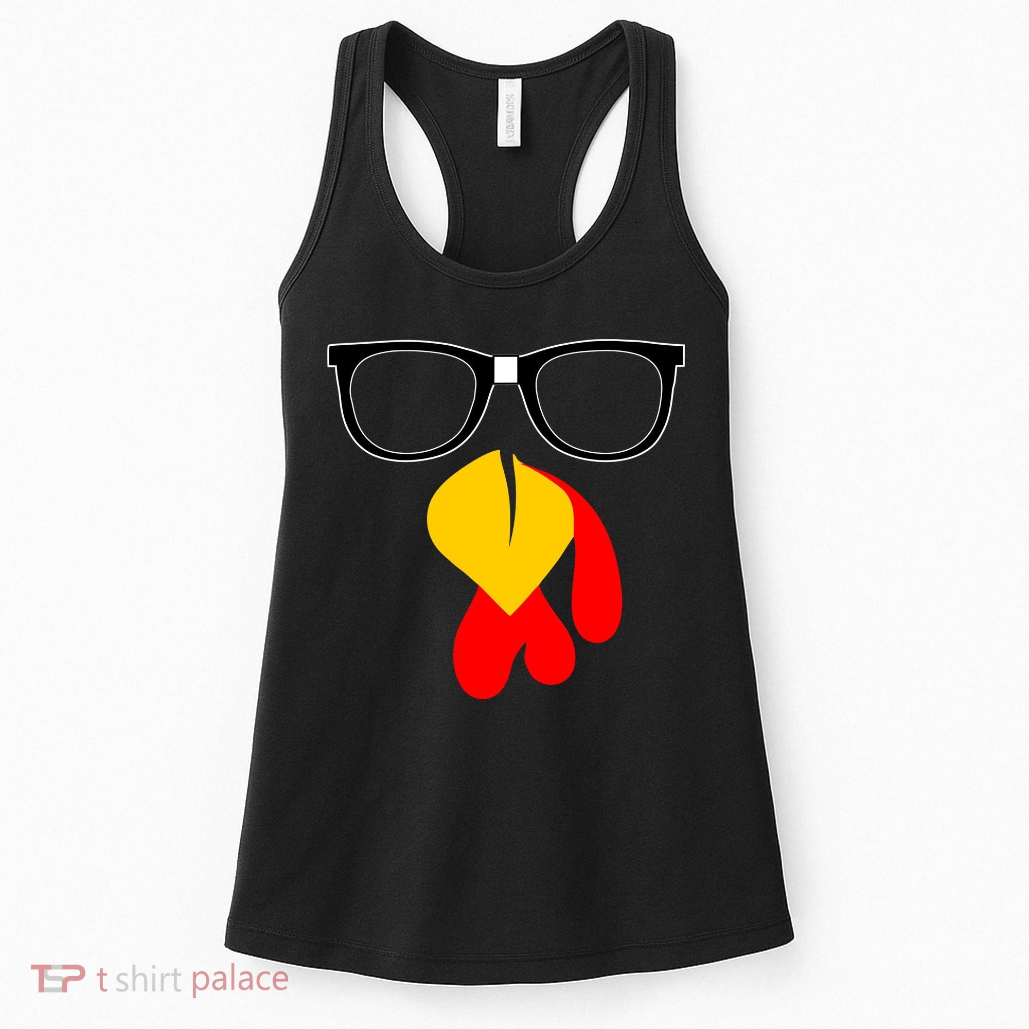 Hipster Turkey Nerd Glasses Thanksgiving Women's Tank Top
