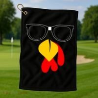 Hipster Turkey Nerd Glasses Thanksgiving Golf Towel thumb 1