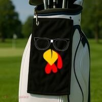 Hipster Turkey Nerd Glasses Thanksgiving Golf Towel thumb 2