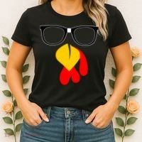 Hipster Turkey Nerd Glasses Thanksgiving Women's T-Shirt thumb 2