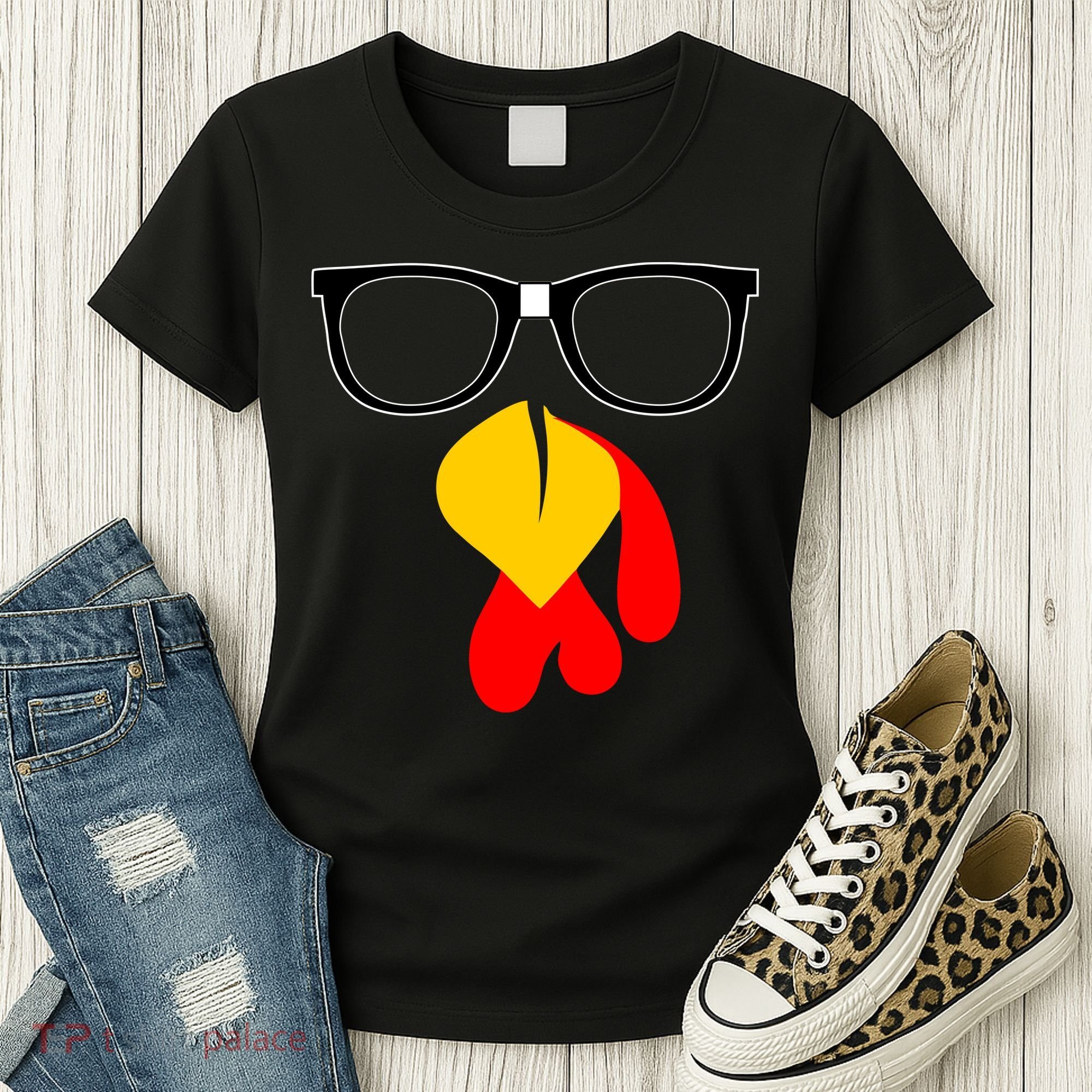 Hipster Turkey Nerd Glasses Thanksgiving Women's T-Shirt