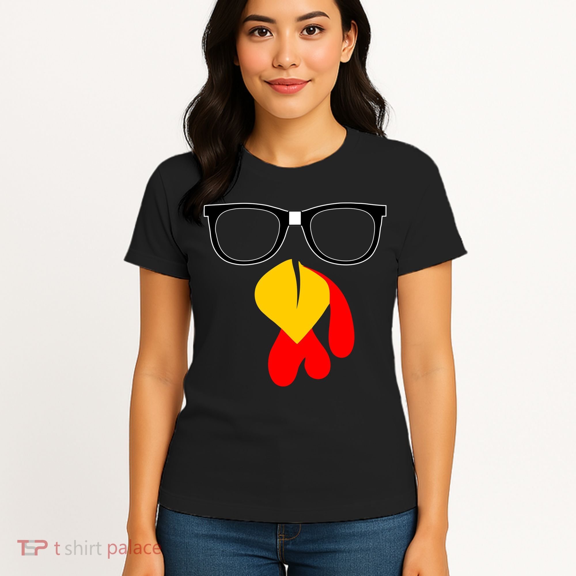 Hipster Turkey Nerd Glasses Thanksgiving Women's T-Shirt
