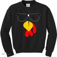 Hipster Turkey Nerd Glasses Thanksgiving Kids Sweatshirt thumb 0