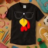 Hipster Turkey Nerd Glasses Thanksgiving Kids T-Shirt thumb 3