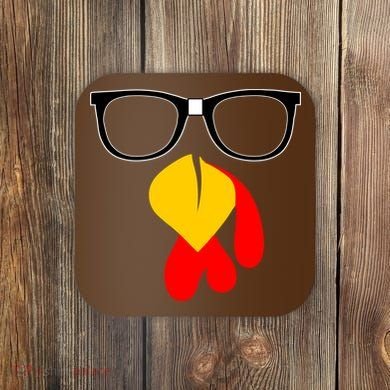 Hipster Turkey Nerd Glasses Thanksgiving Coaster
