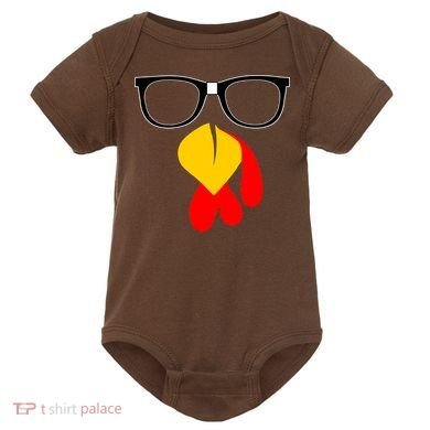 Hipster Turkey Nerd Glasses Thanksgiving Baby Bodysuit