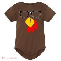Hipster Turkey Nerd Glasses Thanksgiving Baby Bodysuit thumb 0