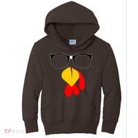 Hipster Turkey Nerd Glasses Thanksgiving Kids Hoodie thumb 0
