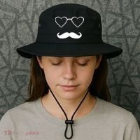 Hipster Valentine's Day Heart Glasses w/ Mustache Bucket Hat thumb 3