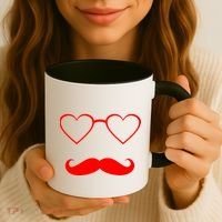 Hipster Valentine's Day Heart Glasses w/ Mustache Coffee Mug thumb 3