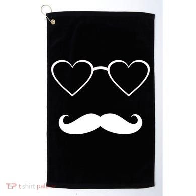 Hipster Valentine's Day Heart Glasses w/ Mustache Golf Towel