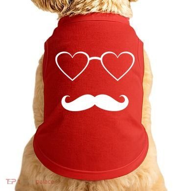 Hipster Valentine's Day Heart Glasses w/ Mustache Doggie Tank