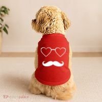 Hipster Valentine's Day Heart Glasses w/ Mustache Doggie Tank thumb 2